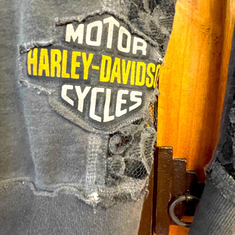 Harley Davidson Lace Patchwork Distressed Zip Hoo… - image 1